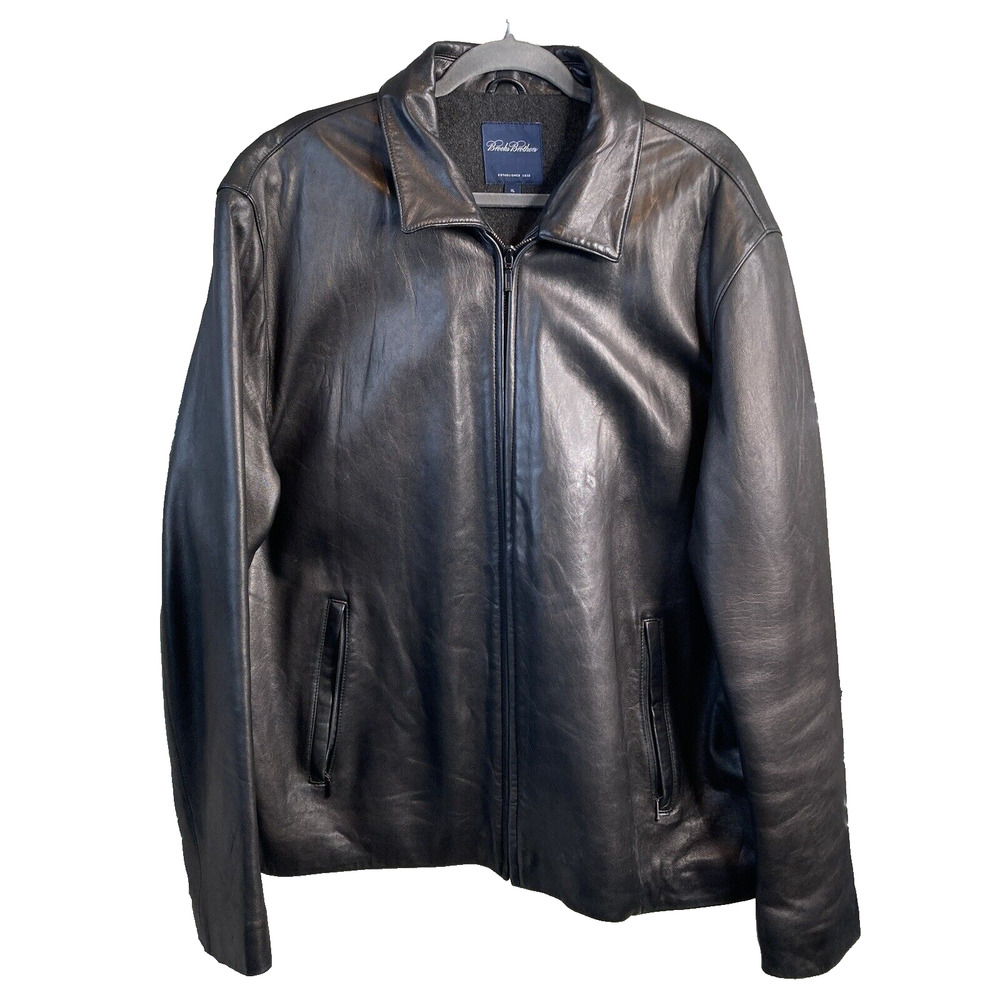 Brooks Brothers Leather Bomber Jacket Black Size XL Outerwear Buttery Soft Fall